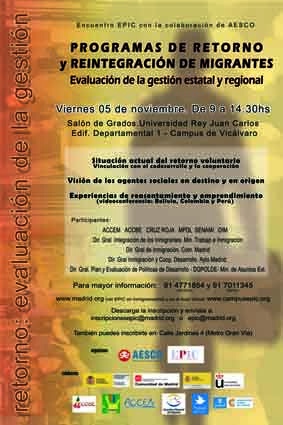 Cartel encuentros Retorno y reintegración